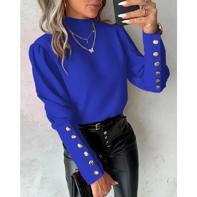 Borghild | Elegant Shirt met Ronde Hals voor Dames