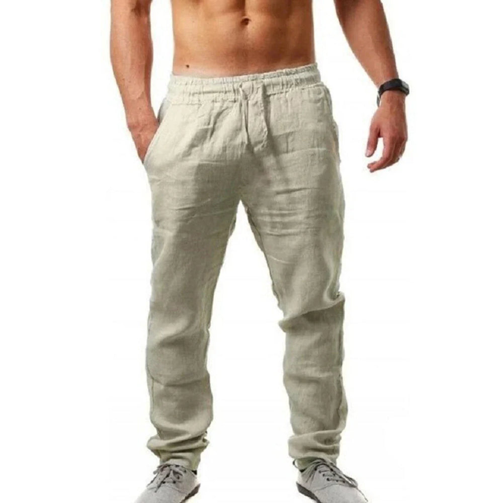 Heren Zomer Linnen Broek Casual Pantalon met verstelbare Band