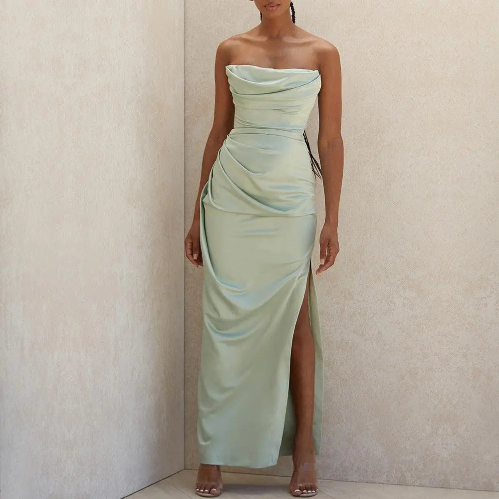 Azelina | Elegante Strapless Satijnen Maxi-Jurk voor Dames