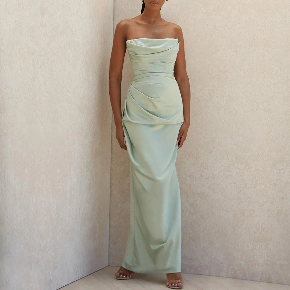 Azelina | Elegante Strapless Satijnen Maxi-Jurk voor Dames