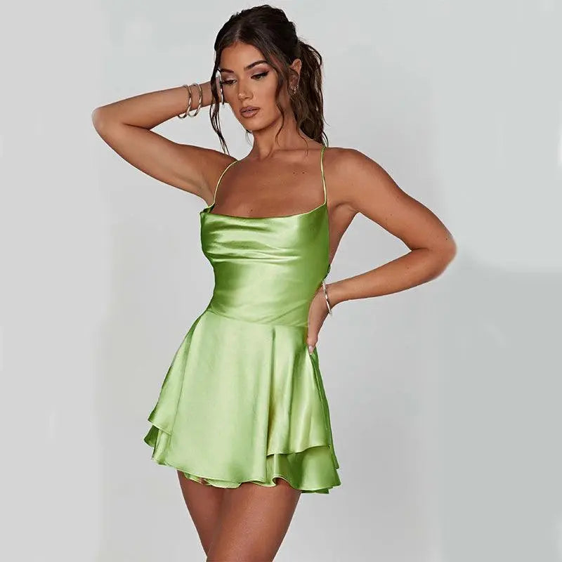 Beate | Trendy Backless Satijnen Mini-Jurk voor Dames