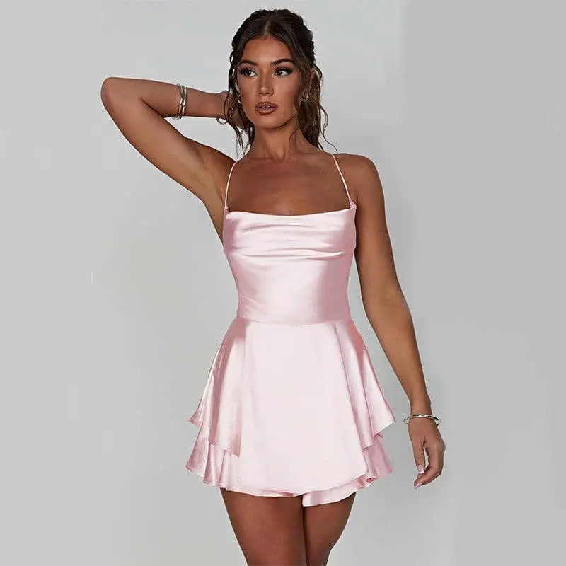 Beate | Trendy Backless Satijnen Mini-Jurk voor Dames